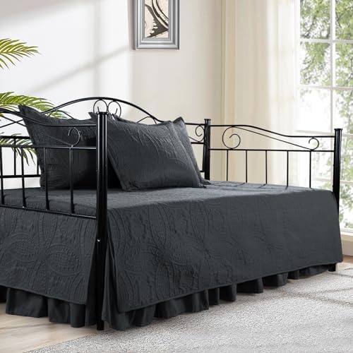 HOMBYS Daybed Set Twin Size with Coin Pattern 75x39 Dark Grey