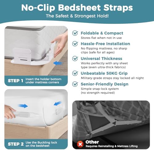 TORRYZA 2025 Bed Sheet Holder - No-Slip No-Clip Foldable