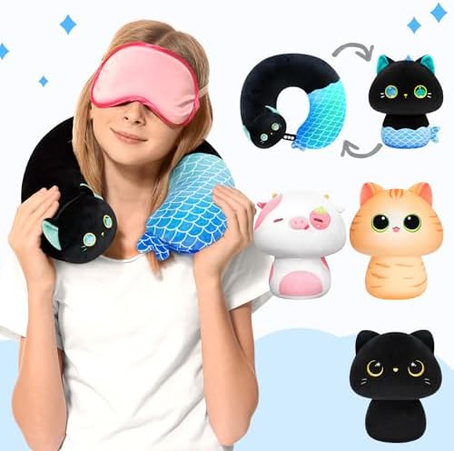 Mewaii Kids Travel Pillow - Mermaid Cat 2-in-1 Neck Pillow