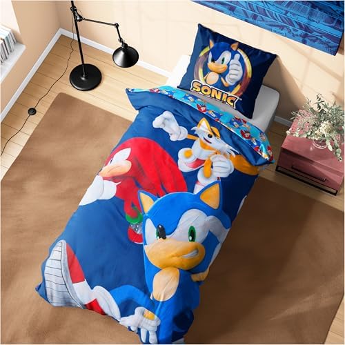 Sonic The Hedgehog Duvet Cover Pillowcase Set Kids Teens Single Size