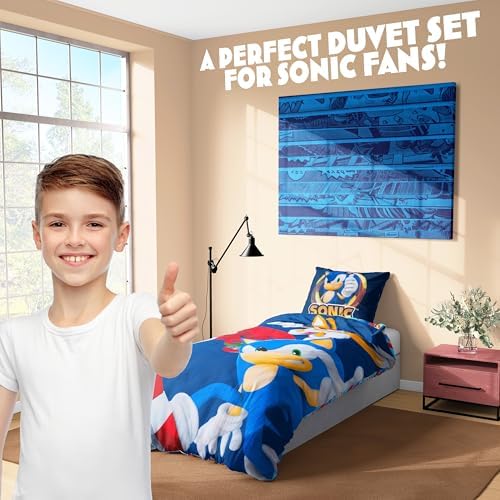 Sonic The Hedgehog Duvet Cover Pillowcase Set Kids Teens Single Size