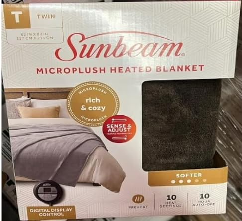 Sunbeam Royal Luxe Heated Blanket 12-Heat Auto Off Twin