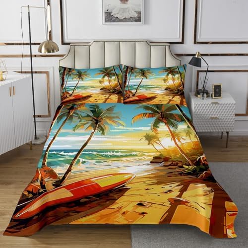 Erosebridal Hawaii Beach Queen Quilt Set Kids Summer Coverlet