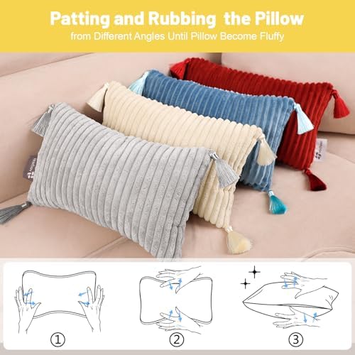 vocheer Small Travel Pillow with Tassels 11x7 Red 2pc