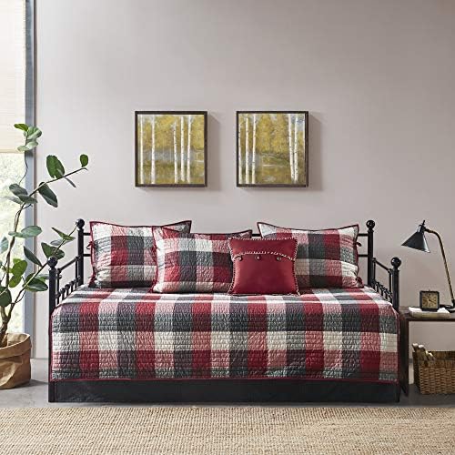 Madison Park Reversible Daybed Cover Set Plaid Red 75x39