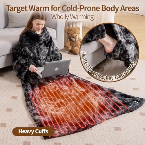 Bearhug Heated Blanket with Foot Pockets and Sleeves