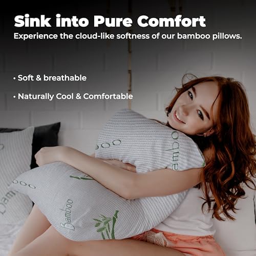 OMEO 2 Pack Rayon Bamboo Memory Foam Pillows