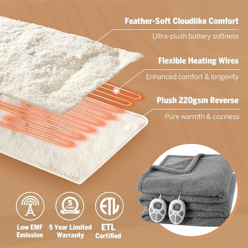 Serta Heated Blanket King 100 x 90 Grey