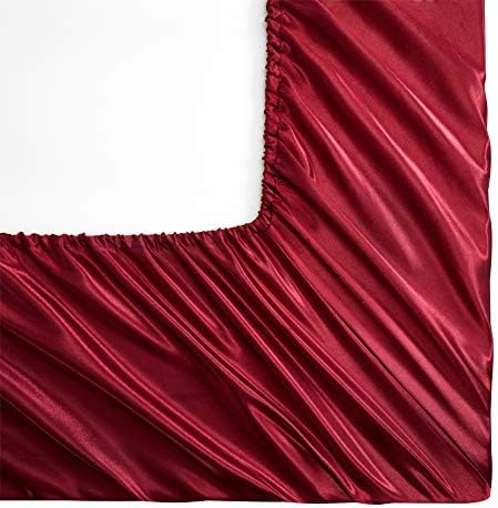 RevenRella 6-Piece Satin Sheet Set Queen Size Burgundy Velvet