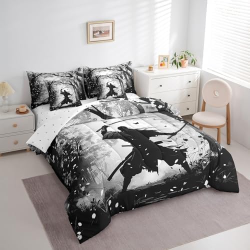 Erosebridal 7-Piece Samurai Print Comforter Set