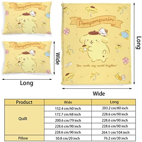 DIEZ Anime 3 Piece Bedding Set Pompompurin Printed Duvet Cover with Pillowcases