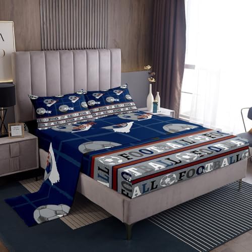 Jejeloiu Kids Football Bed Sheet Set King Size