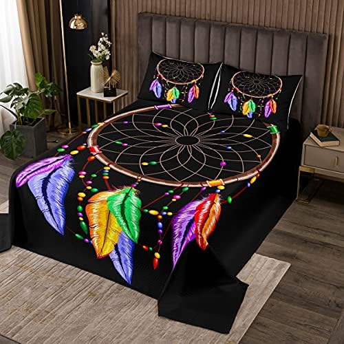 Erosebridal Dream Catcher Feather Quilted Coverlet Set
