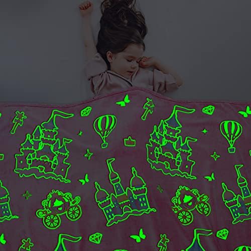 Princess Blanket for Girls - Glow in The Dark Pink Throw