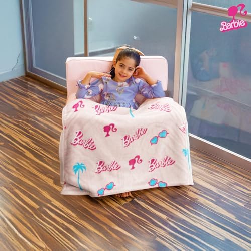 Barbie Fleece Throw Blanket 30x40 PinkWhite Officially Licensed