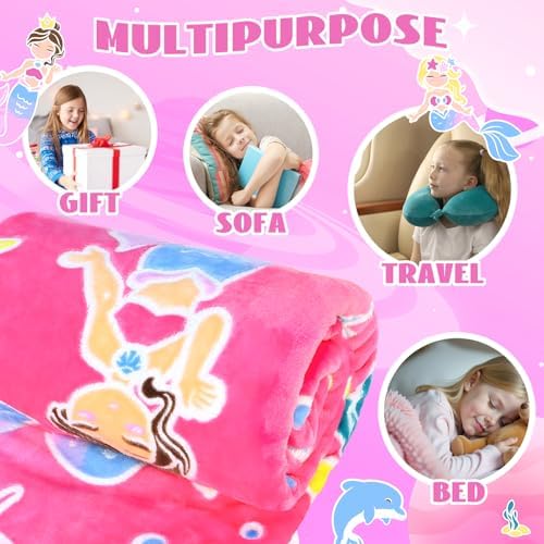 HWING Glow in The Dark Mermaid Throw Blanket for Girls