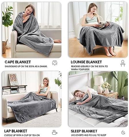 PTQ Electric Heated Blanket 50x60 Light Grey