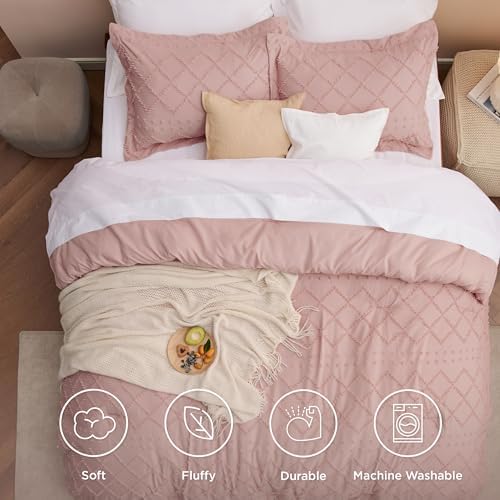 Bedsure Queen Comforter Set - Coral Pink