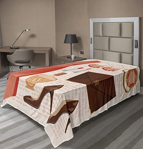 Ambesonne Salmon Brown Flat Sheet TwinXL