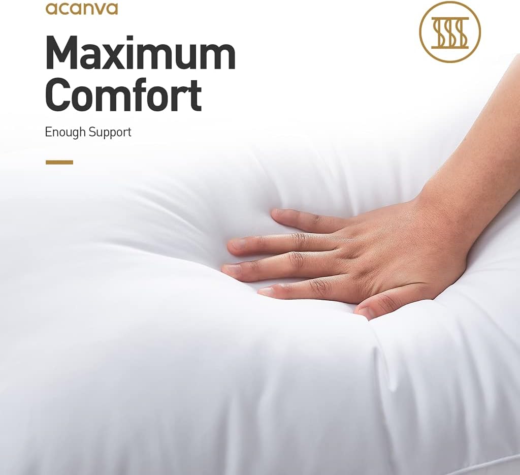 Acanva Cooling Bed Pillows 3D Down Alternative 4 Count White Pack