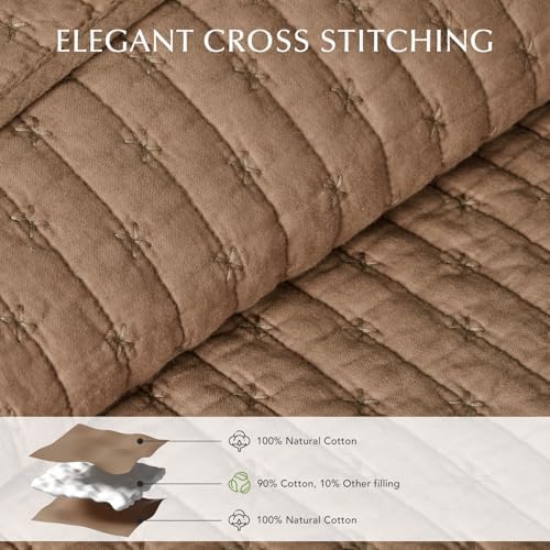 EVERGRACE Cross Stitch Cotton Quilt Bedding Set King Size