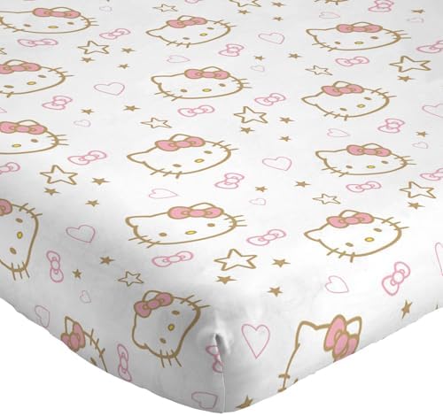 Jay Franco Hello Kitty Queen Sheet Set - 4 Piece Microfiber Stars Hearts Bedding