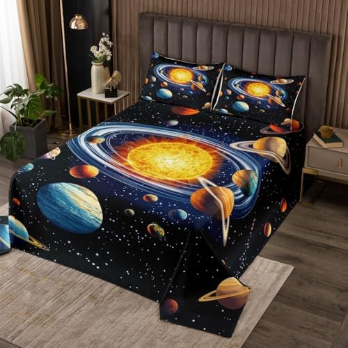 Manfei Colorful Space Quilts Set with Pillowshams