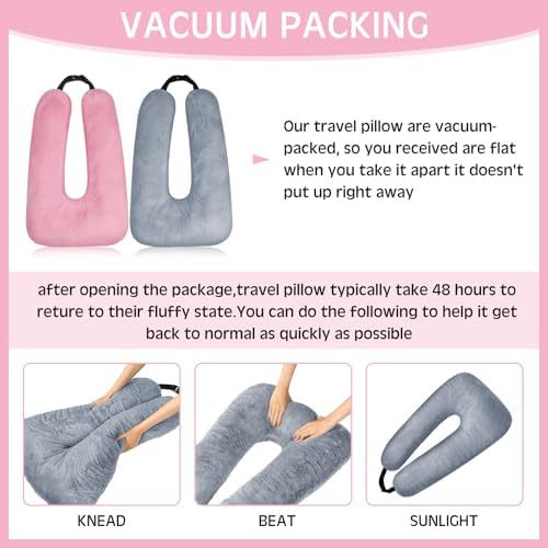Barydat 2 Pcs Travel Pillow for Car Back Seat