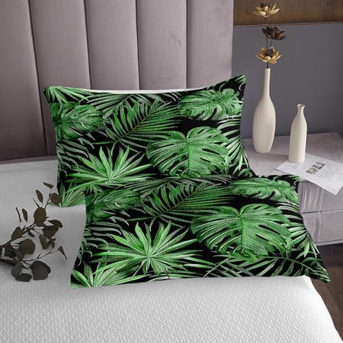 Castle Fairy Green Palm Leaves Quilt Set for Kids