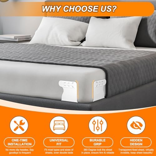 GASLIKE Lock Sheet Holders 4Pcs with Anti-Slip Pads