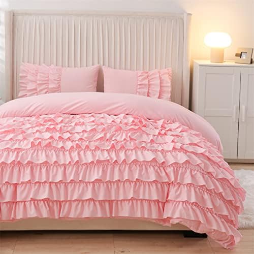 Holawakaka Pink Waterfall Ruffle Comforter Set