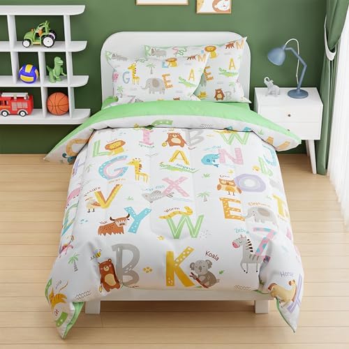 SANDJEST Alphabet Duvet Cover Set Twin Size for Kids