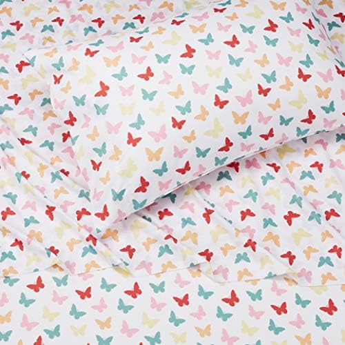 Amazon Basics 3-Piece Twin Microfiber Sheet Set with Butterflies Print