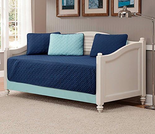Linen Plus 5pc Daybed Cover Set Navy Blue Light Blue