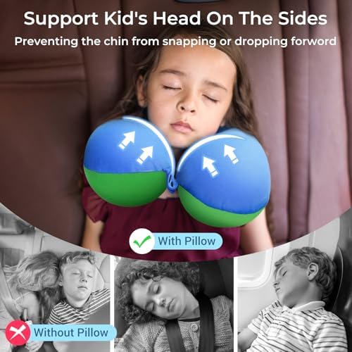 COOLBEBE Kids Travel Neck Pillow 2PCS Blue Green Pink Purple