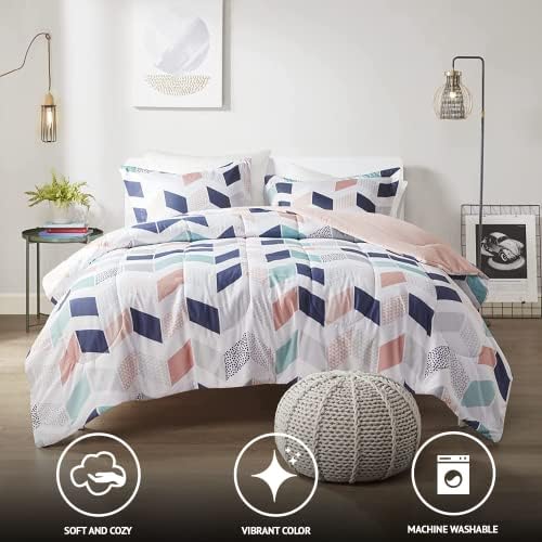 Comfort Spaces Kylar Cozy Comforter Set with Blush Ruching