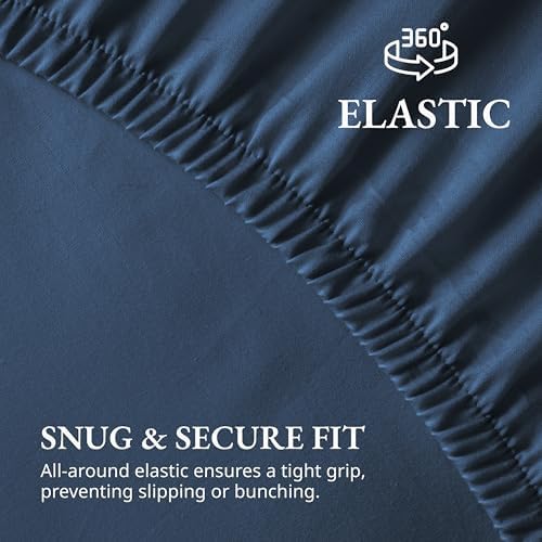 Lane Linen 100 Organic Cotton Twin Fitted Sheet Set - Estate Blue