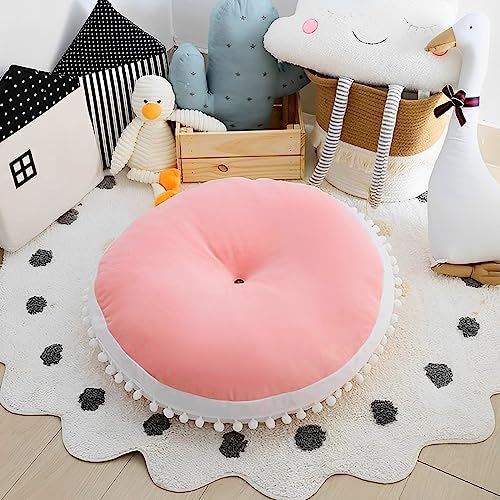 Kishome Large Round Floor Pillow for Kids 35 Inches Canopy Pink