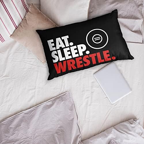 ChalkTalkSPORTS Eat Sleep Wrestle Pillowcase BlackRed 1