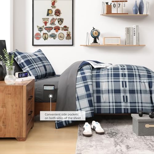 MaiRve Navy Blue Twin XL Comforter Set 5 Piece