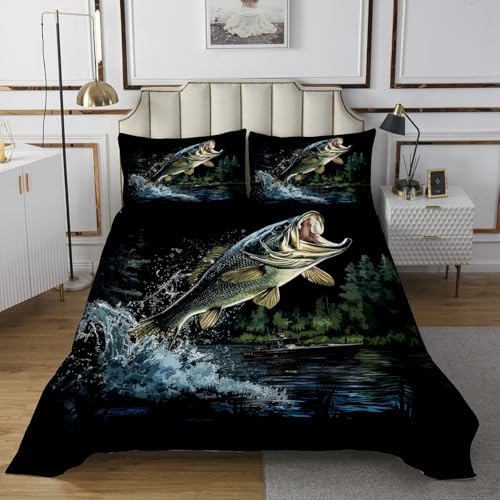 Feelyou Big Pike Fish Bedspread Set for Kids