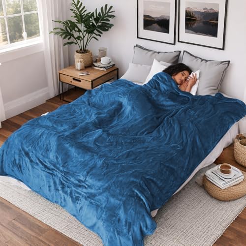 Minervada Electric Heated Blanket Twin 62x84 Flannel Warm Blue