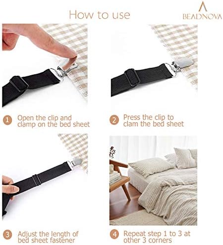BEADNOVA Adjustable Sheet Suspenders 4 Pcs