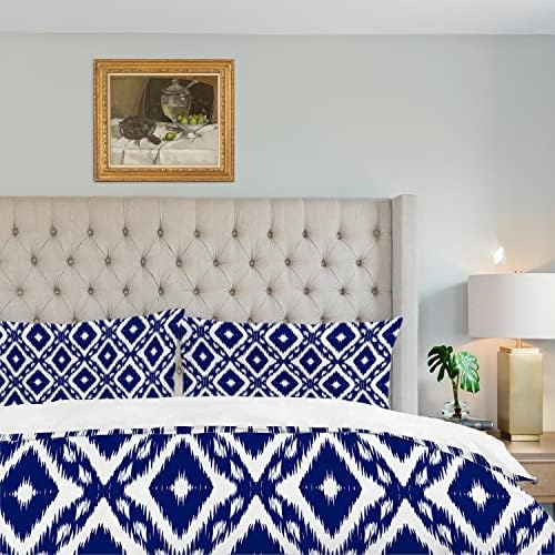 Shrahala Abstract Ikat Ogee Duvet Cover Set Twin Size 3 Pieces