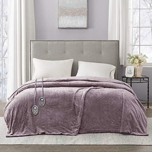 Beautyrest Heated Plush Electric Blanket - 20 Heat Levels Queen Size Lavender