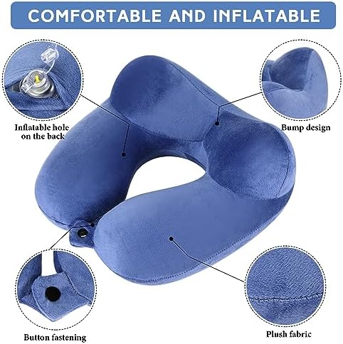 Sintuff 2 Pcs Inflatable Travel Pillow with Bag and Blindfold 1