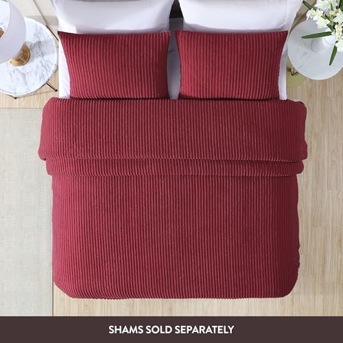 Beatrice Home Fashions Channel Chenille Bedspread Queen Burgundy