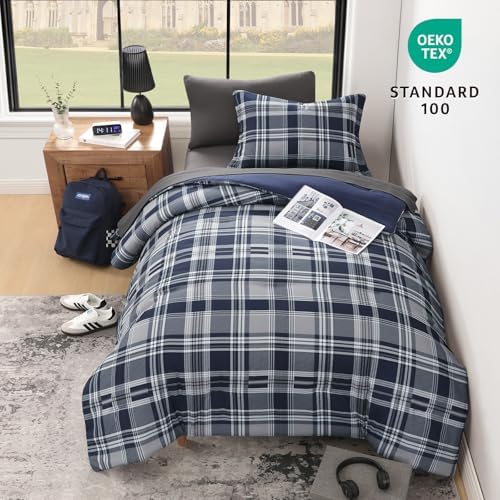MaiRve Navy Blue Twin XL Comforter Set 5 Piece