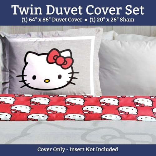 Jay Franco Hello Kitty Duvet Cover Set - Grey Twin