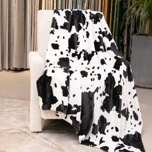 Cow Print Blanket - 50x60 Plush Fuzzy Fleece Throw for Kids Adults
